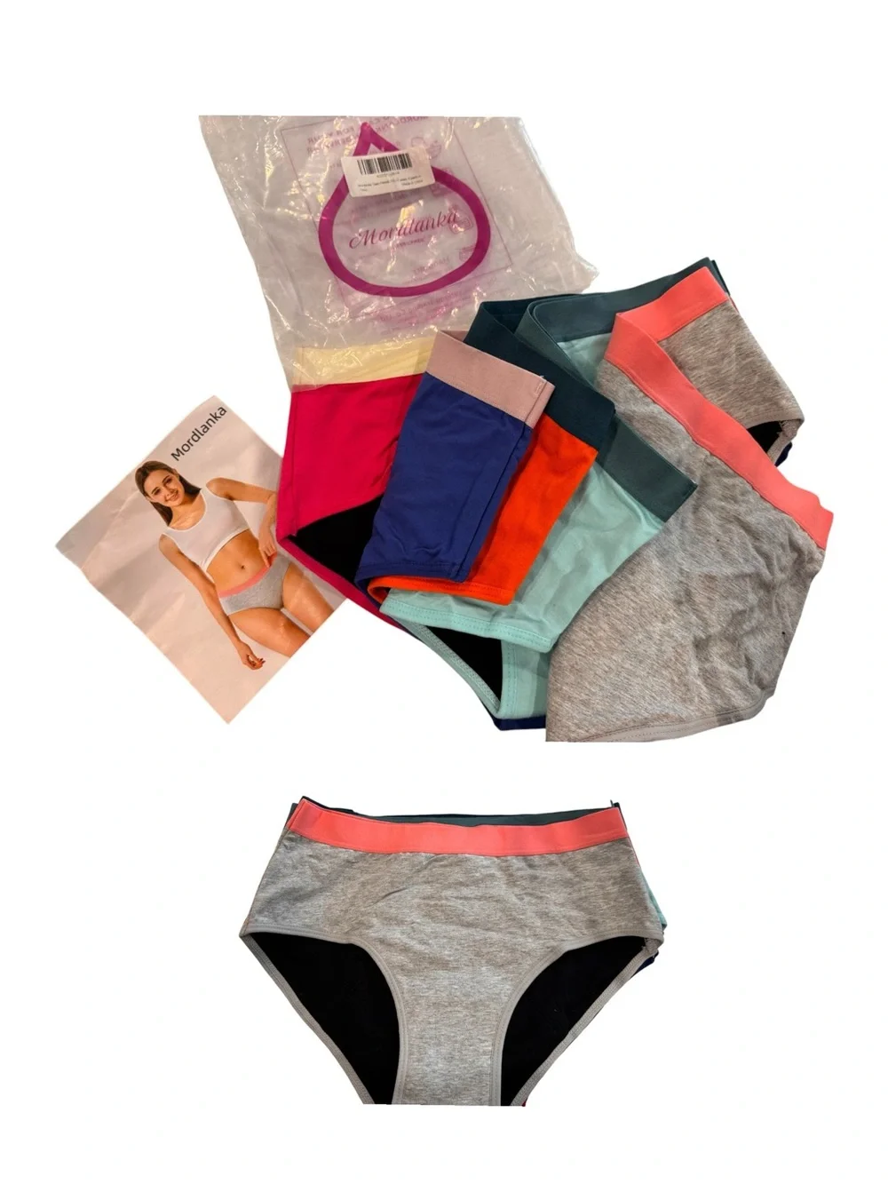 Women’s 5-Pack Cotton Blend Bikini Briefs - Gray, Blue, Orange, Mint, Navy